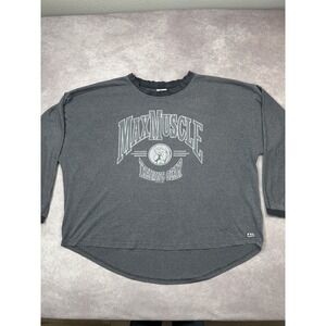 Vintage Max Muscle Shirt Mens XL Gray Training Gear Bodybuilding Made USA 90s